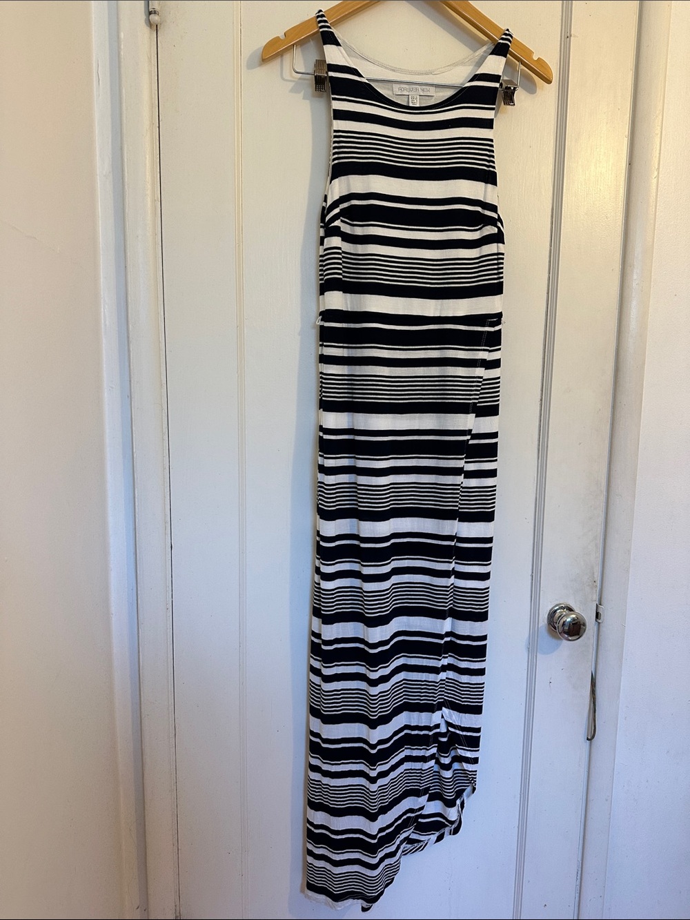 Forever New Black and White Striped Maxi Dress
